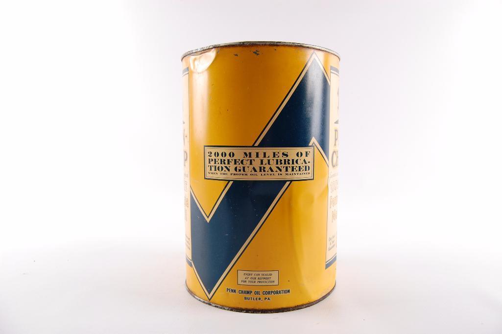Vintage Penn-Champ Motor Oil Advertising 5 Quart Oil Can