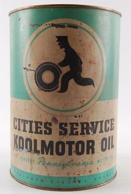Vintage Cities Service Koolmotor Oil Advertising 5 Quart Oil Can
