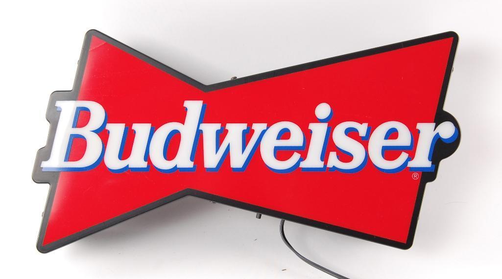 Budweiser Bowtie Light Up Advertising Beer Sign