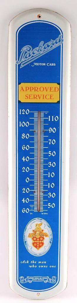 Vintage Packard Motor Cars Advertising Metal Thermometer