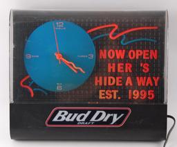 Vintage Bud Dry Light Up Advertising Beer Clock