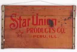 Vintage Star Union Peru Ill. Wood Crate Sign