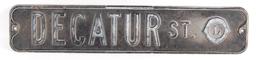 Vintage Decatur Street Lions Club Embossed Metal Street Sign