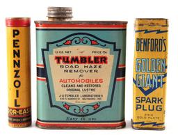 Group of 3 Vintage Advertising Automotive Supply Cans