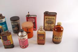 Group of Vintage Advertising Automotive Supply Cans and Bottles