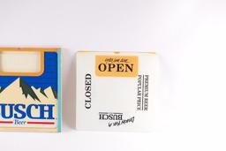 Vintage Busch Advertising Open and Closed Beer Sign