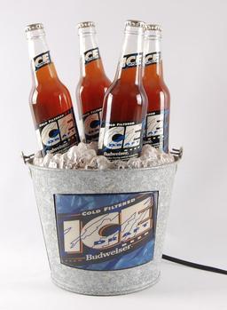 Vintage Budweiser Ice Draft Light Up Advertising Bucket Display
