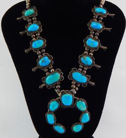 Vintage Turquoise Squash Blossom Necklace