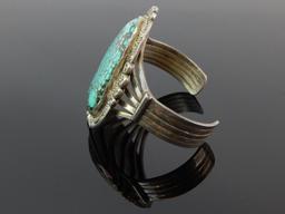 Albert McCabe Signed Turquoise & Sterling Silver Cuff Bracelet