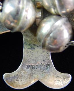 Navajo Vintage Sterling Silver Squash Blossom Necklace