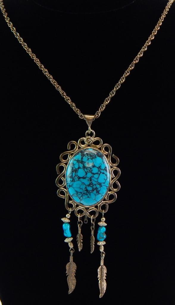 Turquoise & Sterling Silver Pendant Necklace