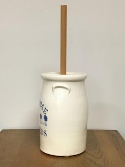 "Welcome Friends" Stoneware Butter Churn