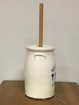 "Welcome Friends" Stoneware Butter Churn