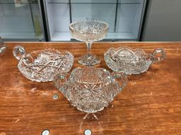 Group of four cut glass items