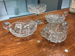 Group of four cut glass items