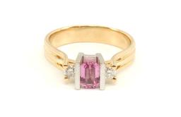 14k Yellow Gold Pink Sapphire Diamond Accent Ring