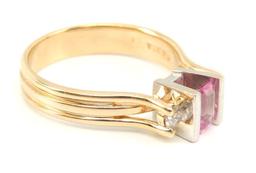 14k Yellow Gold Pink Sapphire Diamond Accent Ring