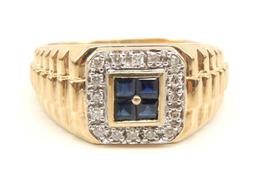 14k Yellow Gold Sapphire & Diamond Ring