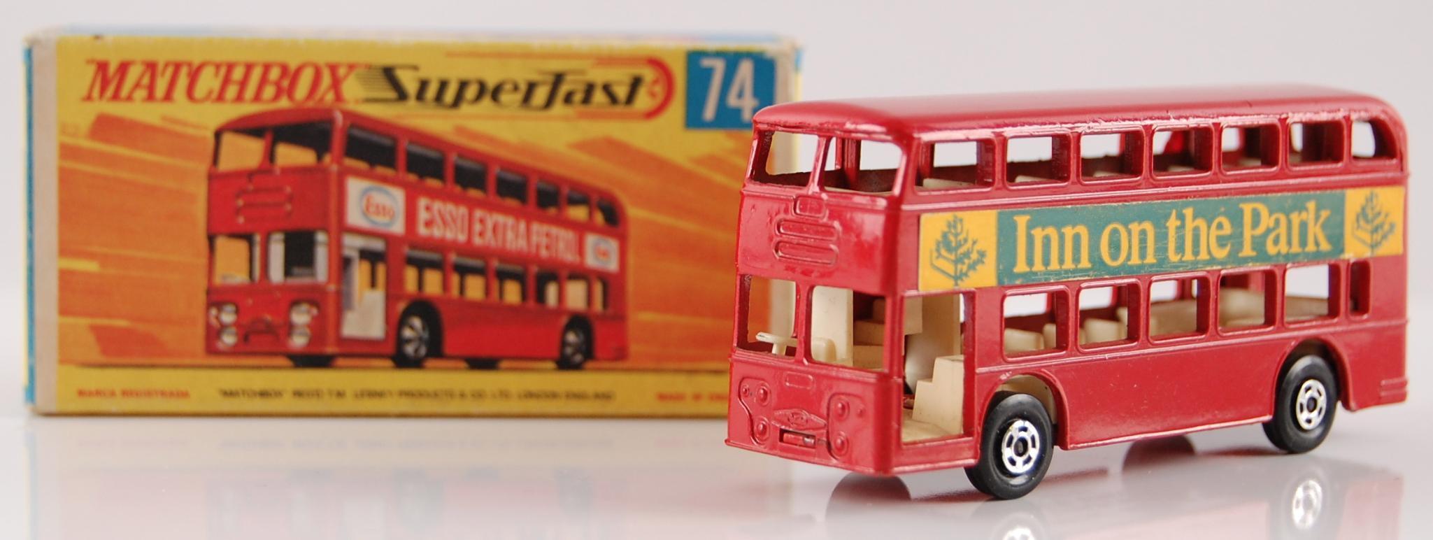 Matchbox Superfast No. 74 Red "Inn on the Park" Daimler Bus with Original Box