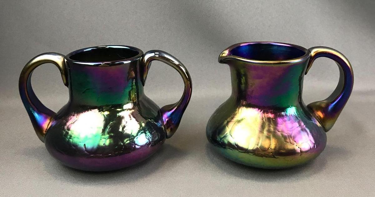 Vintage 1971 Gibson Iridescent Cream and Sugar Set