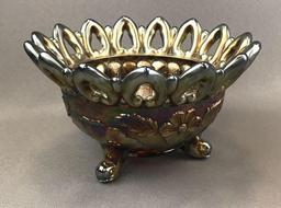 Vintage Northwood Amethyst Iridescent Carnival Glass Footed Bowl