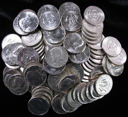 Lot of (100) Mixed Date 40% Silver Kennedy Half Dollars.