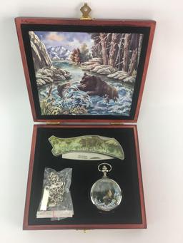 Pocket Watch and Pocket Knife Set in Case