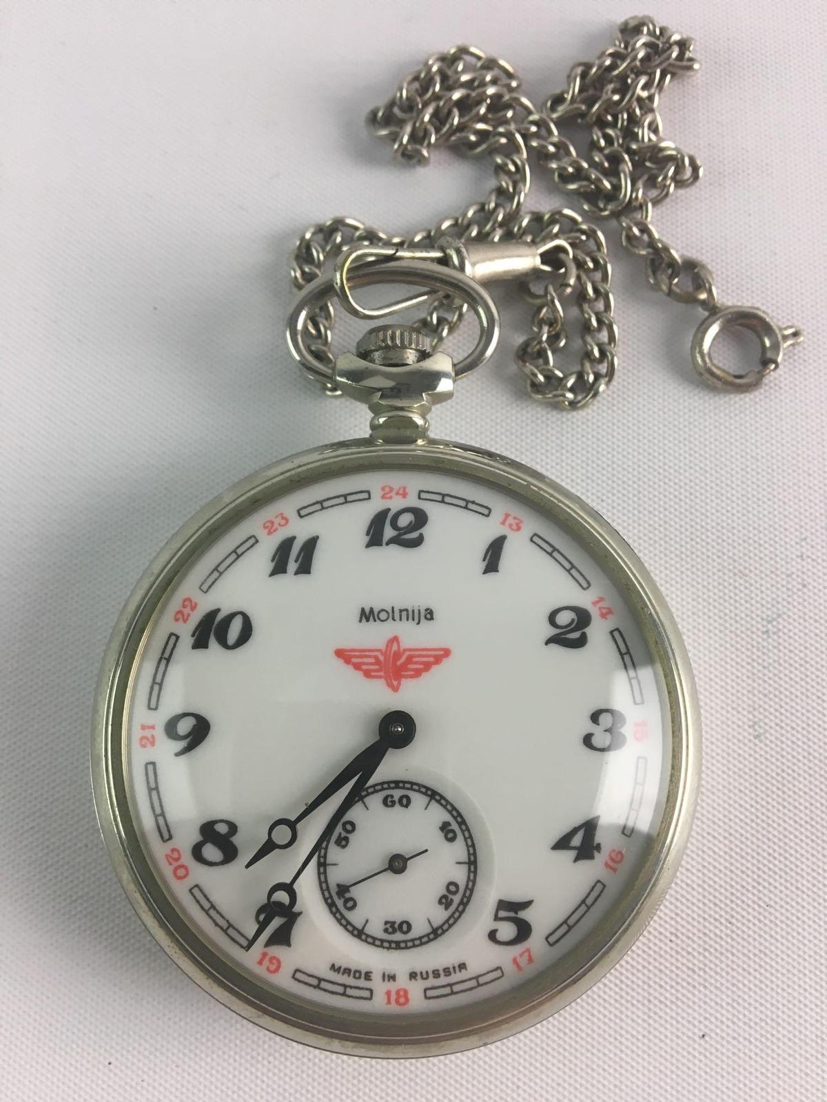 Molnija Pocket Watch with Chain