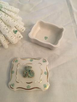 Irish porcelain figure and trinket box