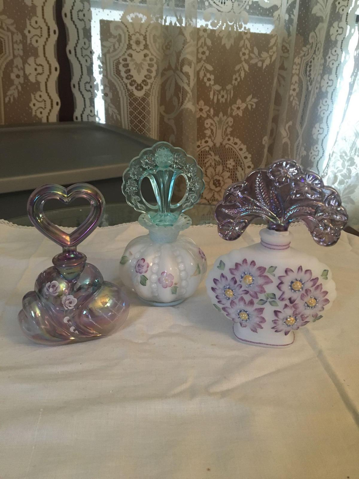 Hand signed Fenton Perfume Bottle Lot