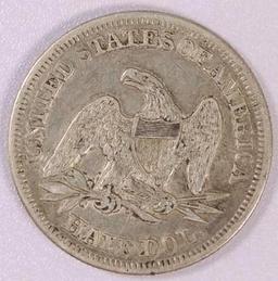 1860 O Seated Liberty Half Dollar.