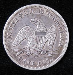 1858 O Seated Liberty Half Dollar.