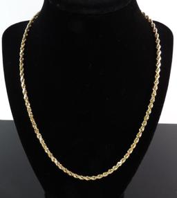 14k Yellow Gold Rope Chain Necklace