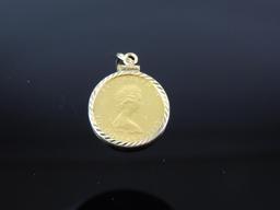 14k Yellow Gold Pendant with Gold Canadian Coin