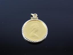 14k Yellow Gold Pendant with Gold Canadian Coin
