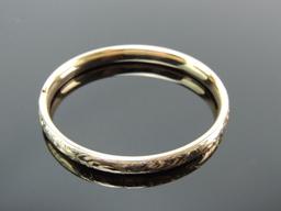 10k Yellow Gold Etched Bangle