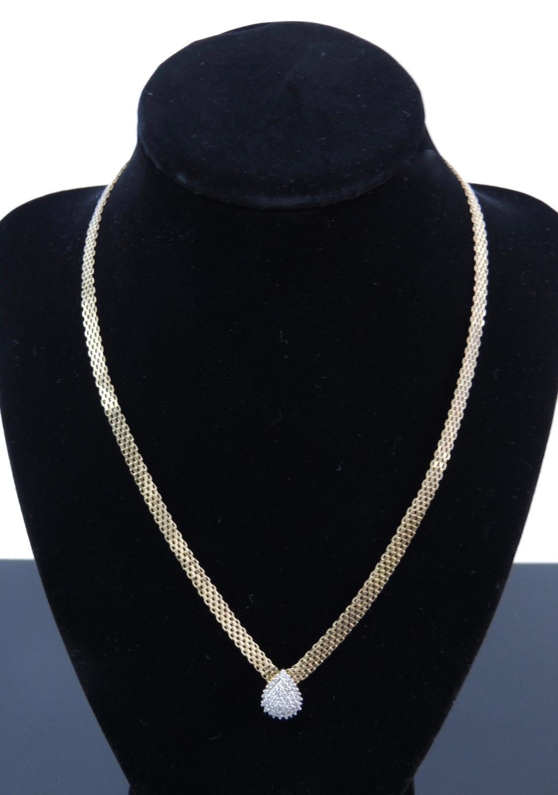 10k Yellow Gold Teardrop Diamond Pendant on Chain