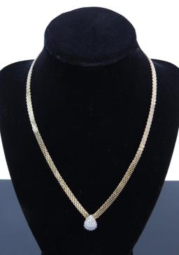 10k Yellow Gold Teardrop Diamond Pendant on Chain