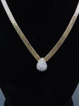 10k Yellow Gold Teardrop Diamond Pendant on Chain