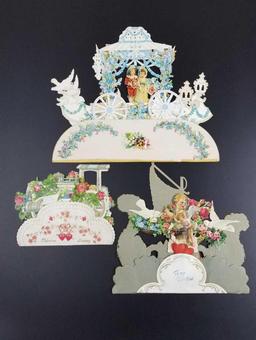 Group of Antique Pop Up Victorian Valentine Diecut Cards