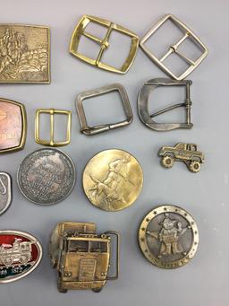 Group of 18 belt buckles