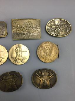 Group of 11 belt buckles