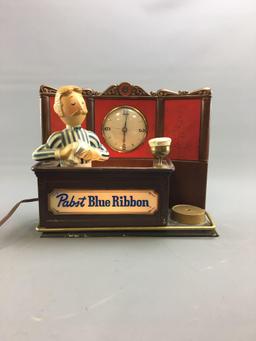 Vintage Pabst Blue Ribbon back bar light up clock