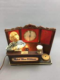 Vintage Pabst Blue Ribbon back bar light up clock