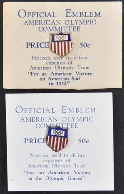 Group of 2 1932 Official Emblem of the American Olympic Committee Emanuel Pins