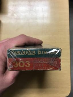 Full box of Remington kleanbore 303 savage express vintage ammunition
