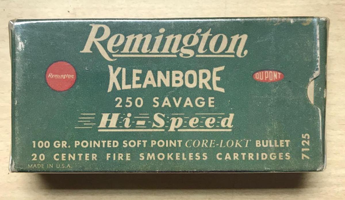 Full box of a Remington kleanbore 250 savage high speed vintage ammunition