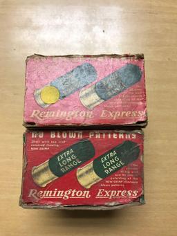 One full and one partial box of Remington express 12 gauge extra long range vintage shotgun shells