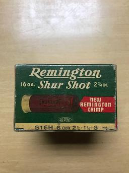 Full box of Remington shur shot 16 gauge vintage shotgun shells