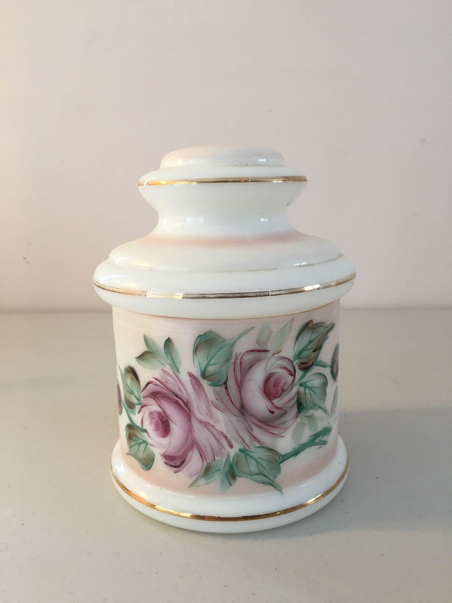 Antique hand-painted floral design humidor